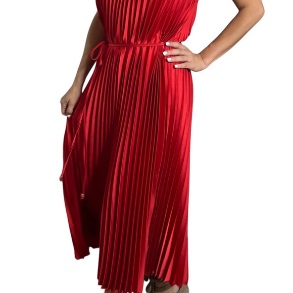SAM EDELMAN women’s pleated dress . Size Medium.:Red Midi drees .sleeveless.NWT. - Picture 3 of 8